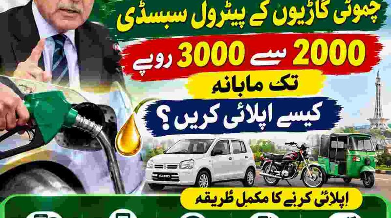 Pakistan Petrol Subsidy 2026 small vehicles 2000 to 3000 rupees monthly